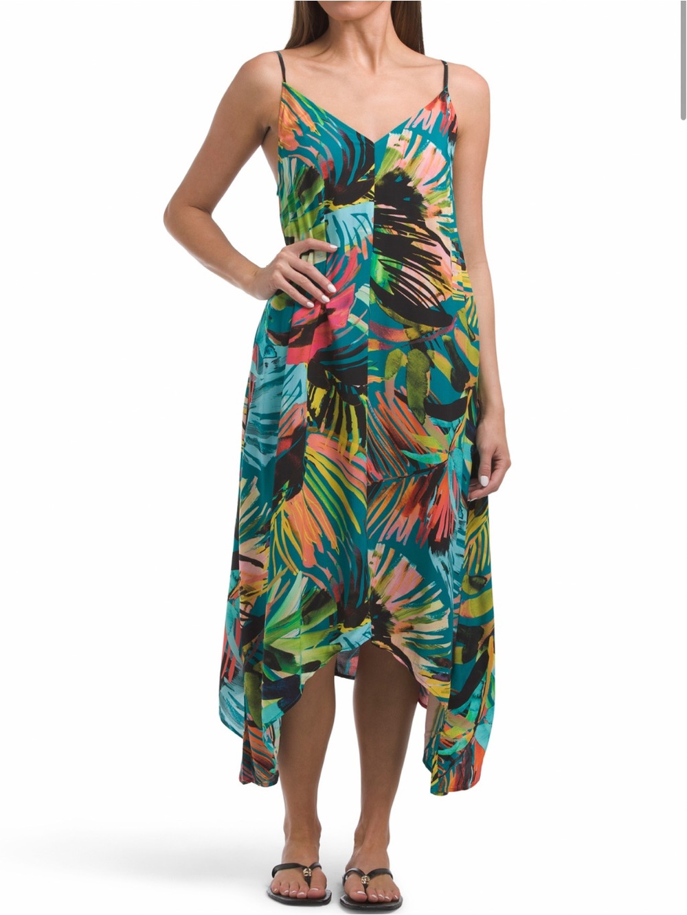 Jantzen Tropical Print Swim Coverup in Teal, Pink, Yellow